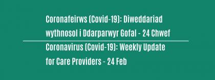 CORONAVIRUS (COVID-19): WEEKLY UPDATE FOR CARE PROVIDERS - Wednesday 24 February