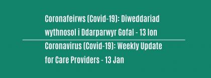 CORONAVIRUS (COVID-19): WEEKLY UPDATE FOR CARE PROVIDERS - Wednesday 13 January